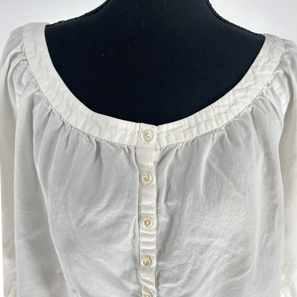 Odille Anthropologie Cotton Peasant Blouse Womens 4 Boho Cottagecore Top White - Picture 4 of 7